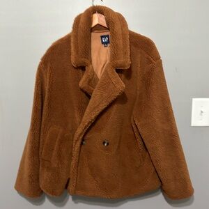 GAP Copper Brown Boho Sherpa Coat, Soft, Snuggly, Machine Washable, Size XL